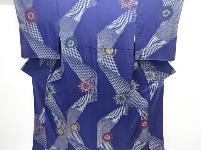 大正ロマン　裂取りに華紋模様織出し漆着物